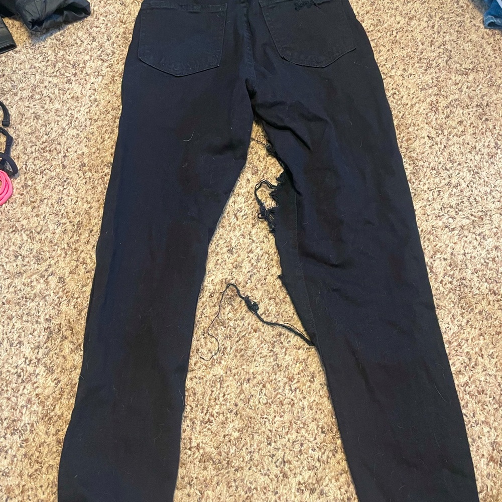 High-Waisted Distressed Pants